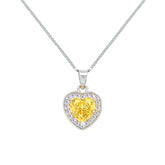 عصفور كريستال سلسلة فضة عيار 925 بدلاية علي شكل قلب اصفر مرصع بالزركون ND0550-Y